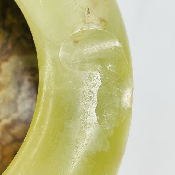 Stone Marble Onyx Green Brown Ashtray Trinket Dish Retro Heavy Vintage MCM 4in - Picture 6 of 12